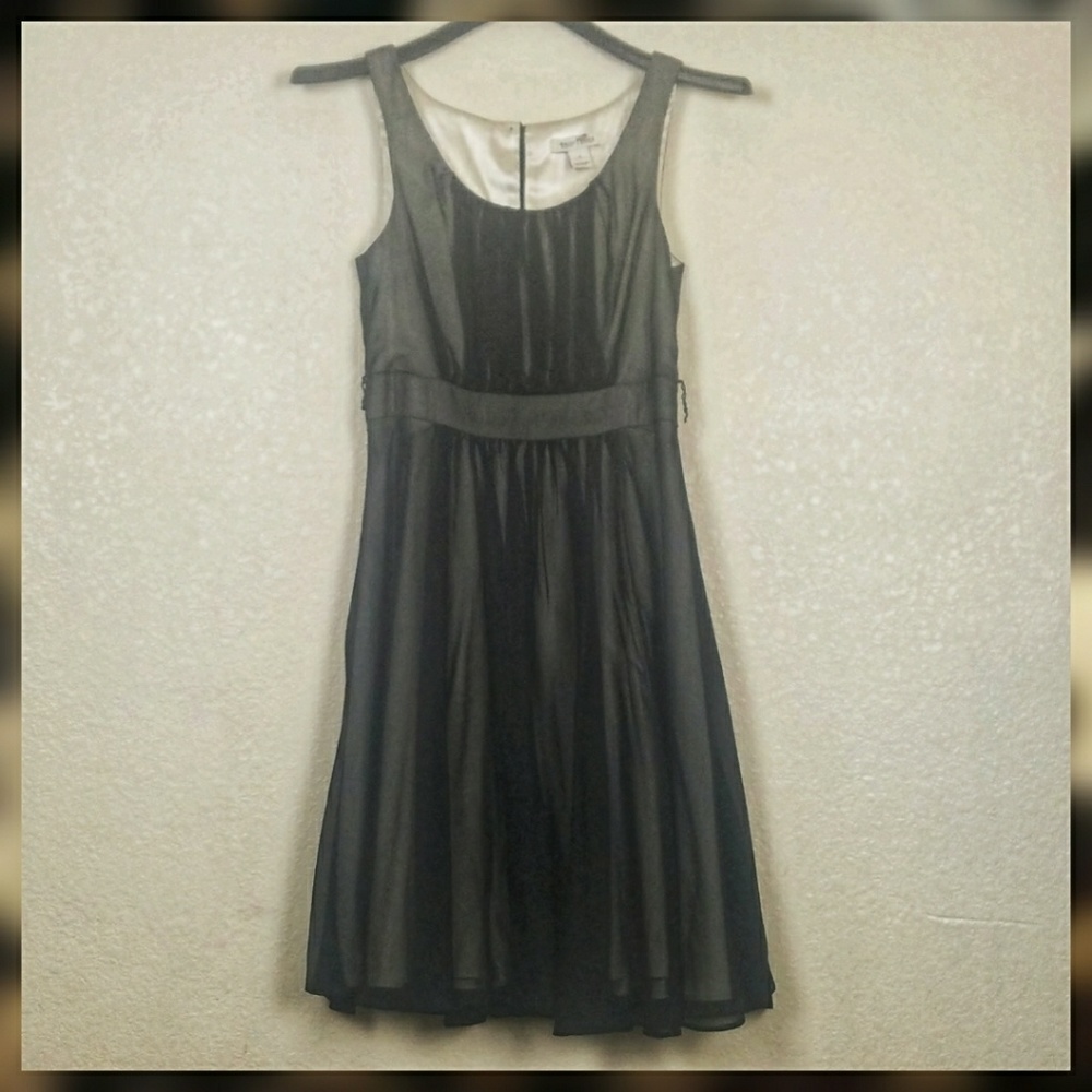White House Black Market Black Gauze Dress Size 4